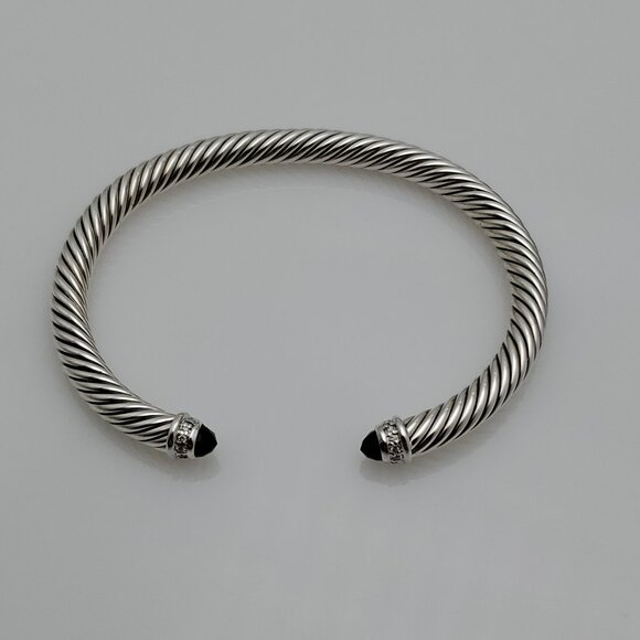 David Yurman 5mm Classic Cable Bracelet With Black Onyx and Diamond - Picture 2 of 7